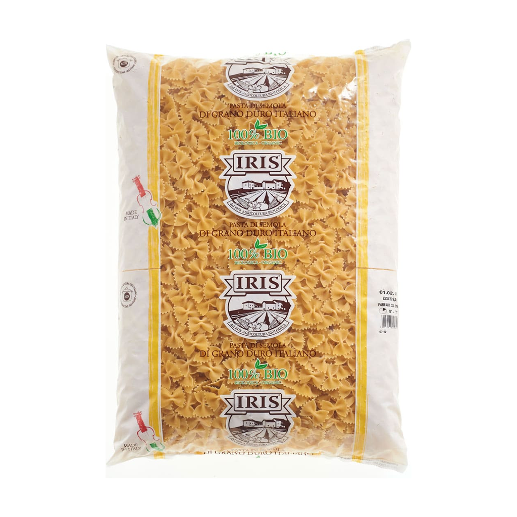 [IR-BL-FARF5KG] 5kg - Pâtes papillons blanches (Farfalle semola) bio - Iris