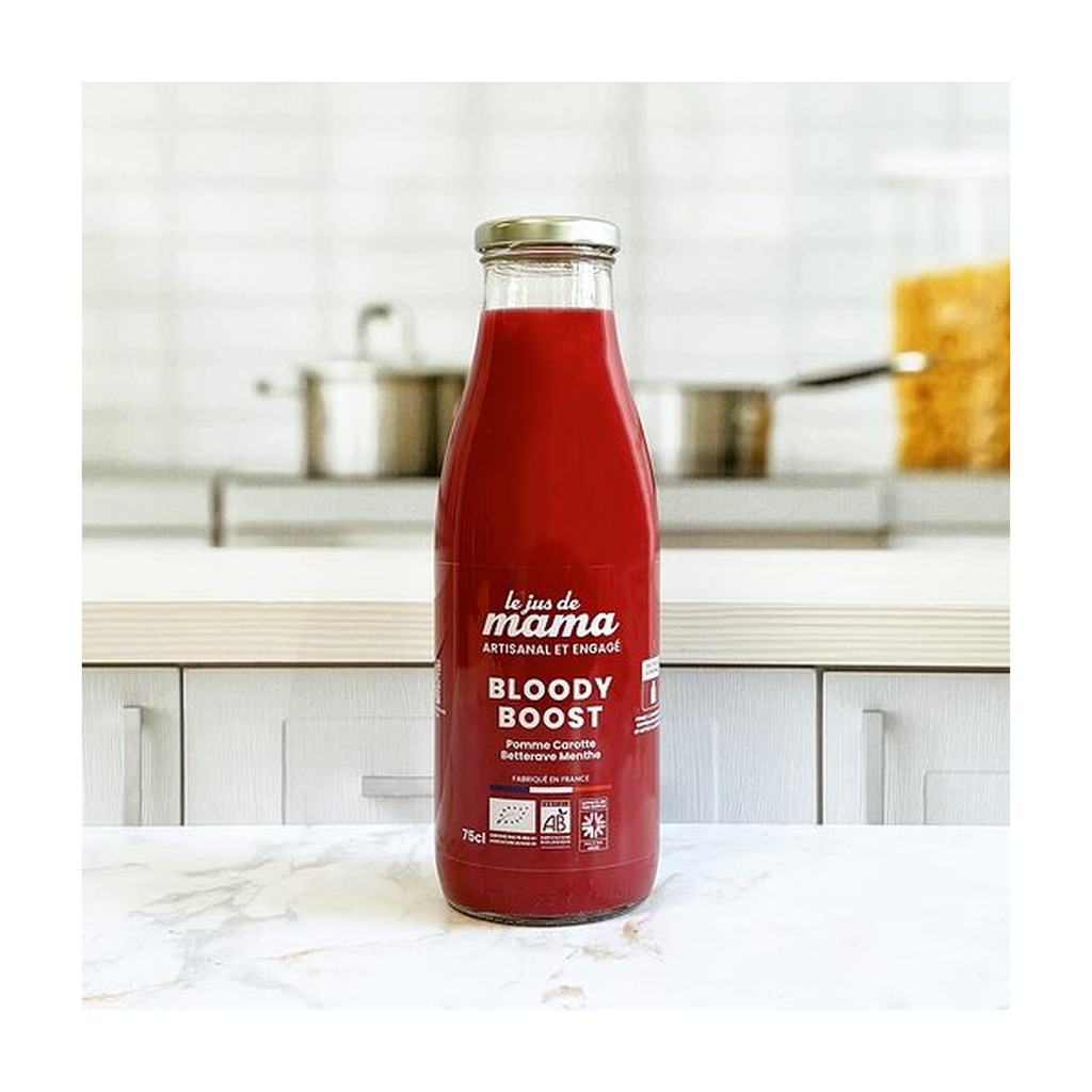 75cl - Jus Bloody Boost (pomme, carotte, betterave, menthe) bio (consigné) - Le Jus de Mama