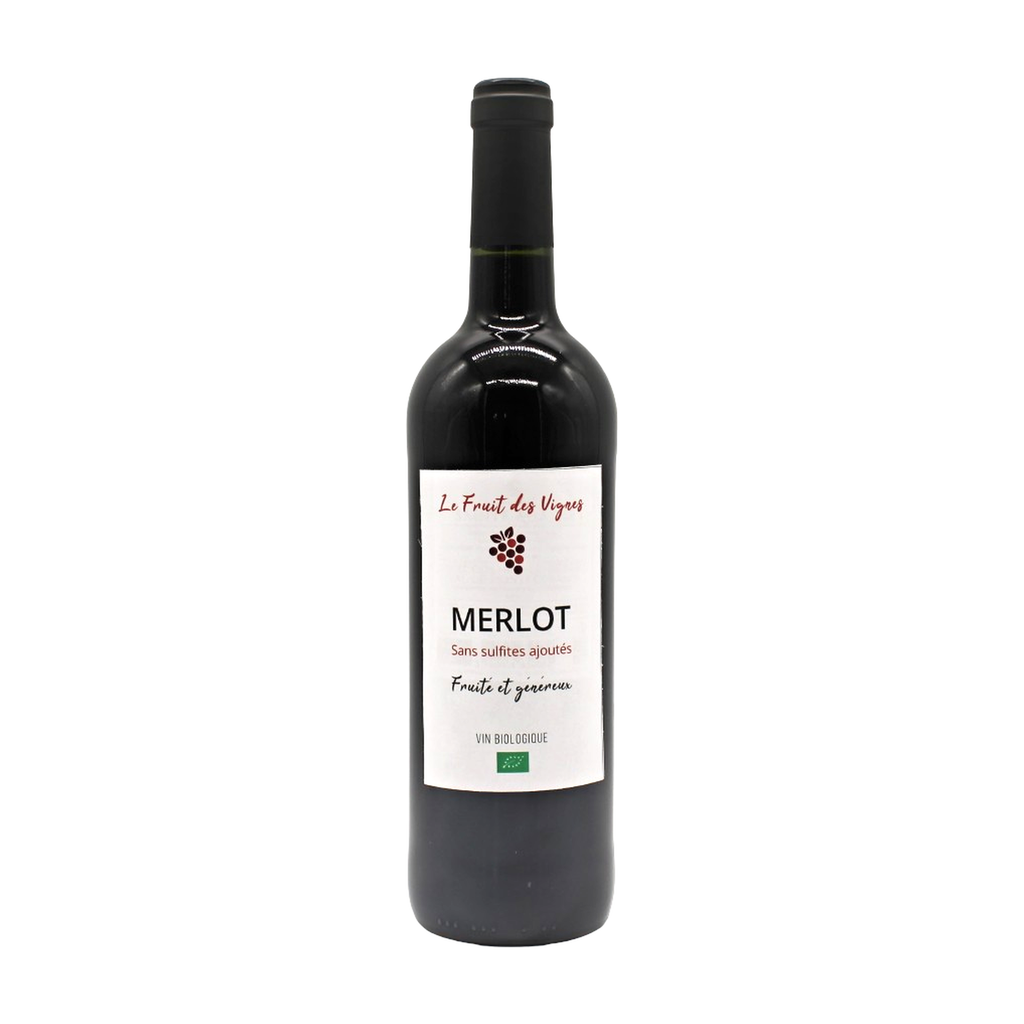 [VR-5030] 75cl - Vin de France rouge Merlot sans sulfites ajoutés bio - Le Fruits des Vignes