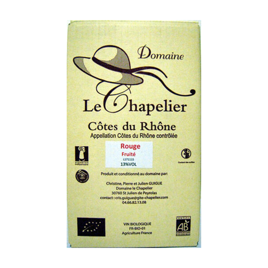 [VR-RHOCT-CHAPELIE5L] 5l - AOC Côtes du Rhône rouge Fruité bio - Domaine Le Chapelier