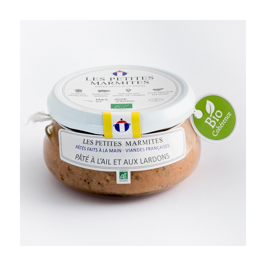 [PAT-LPMBPAF] 150g - Pâté à l'ail et aux lardons bio (réemploi) - Les Petites Marmites