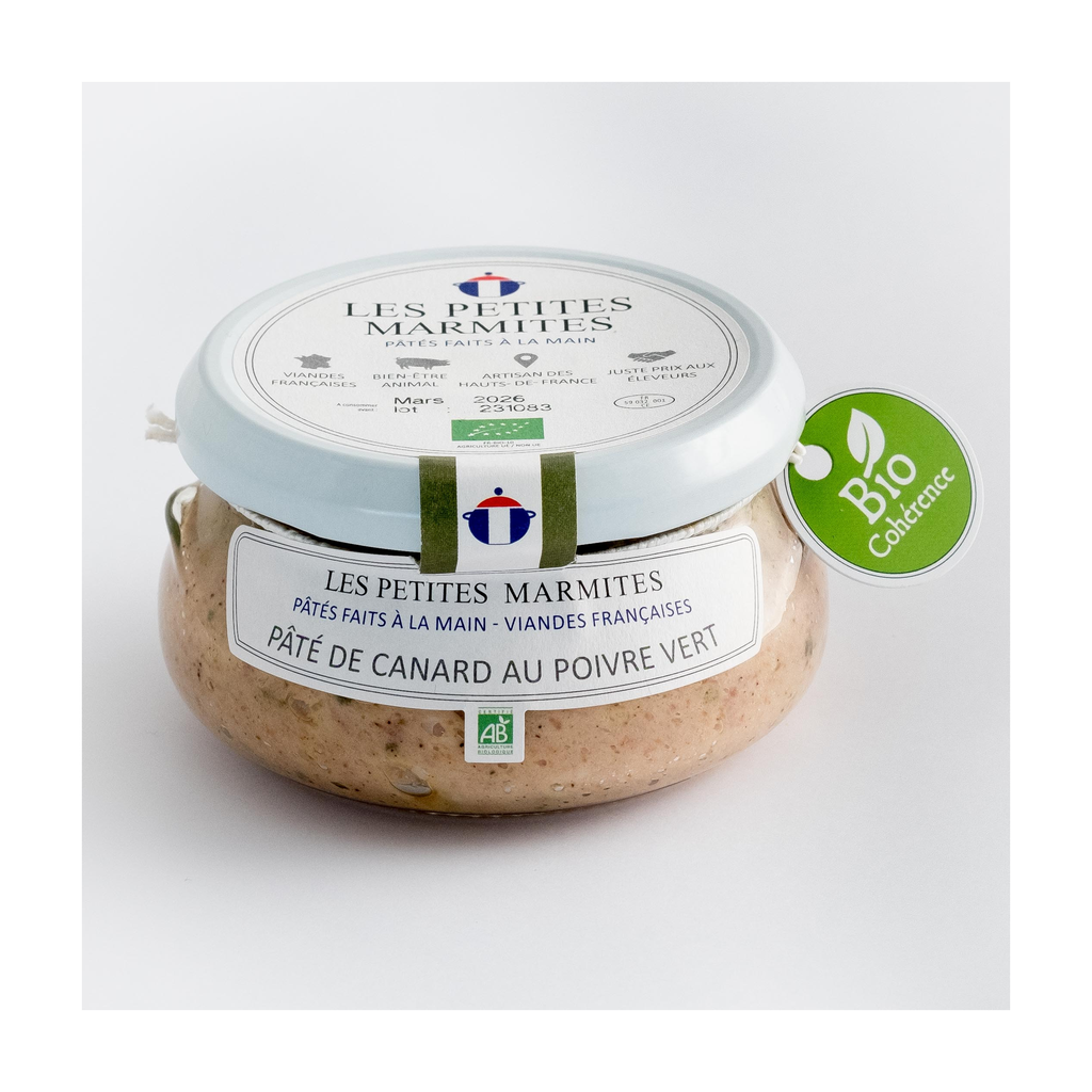 [PAT-LPMBCPV] 150g - Pâté de canard au poivre vert bio (réemploi) - Les Petites Marmites