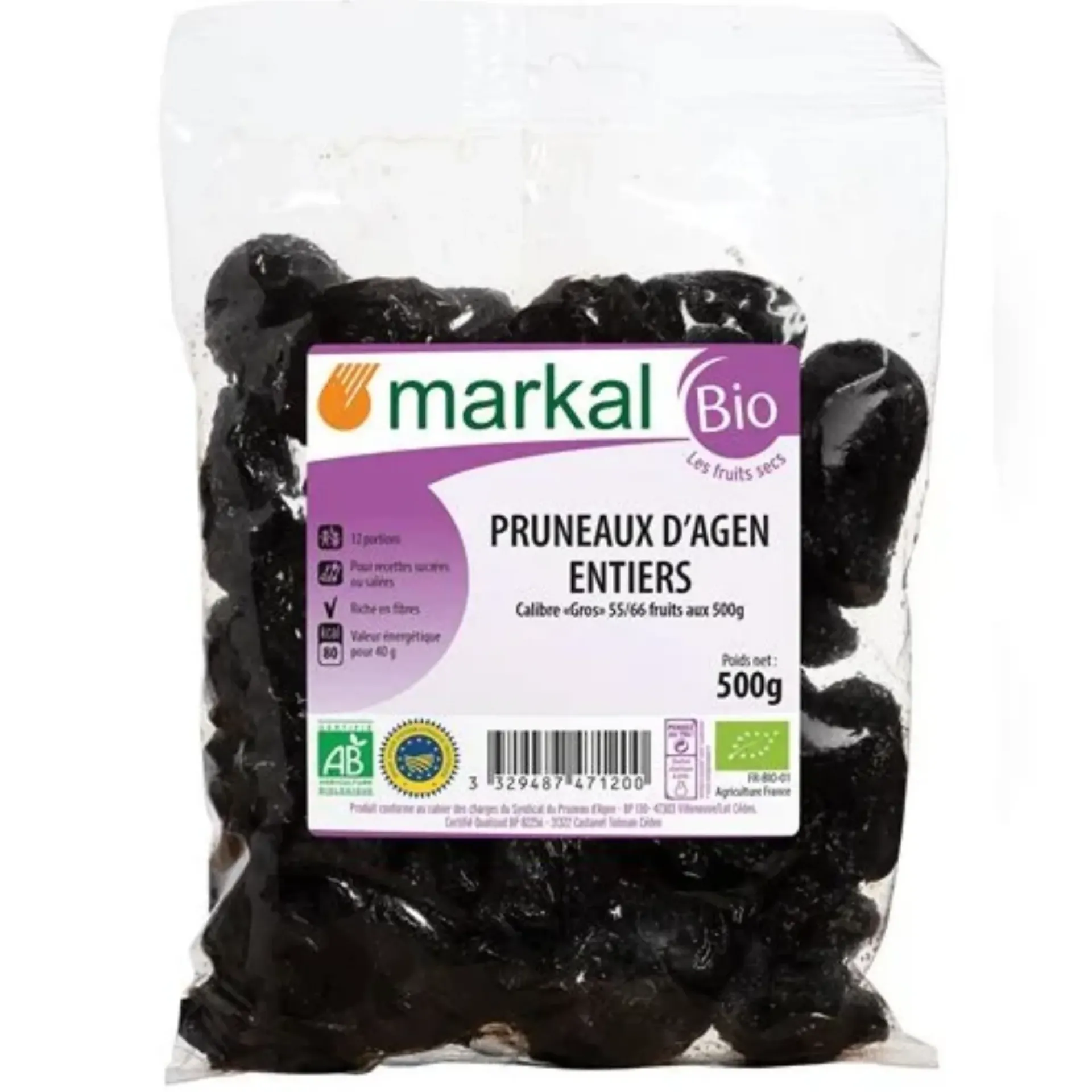 [MK-PRUAEC500] 500g - Pruneaux d'Agen entiers bio - Markal