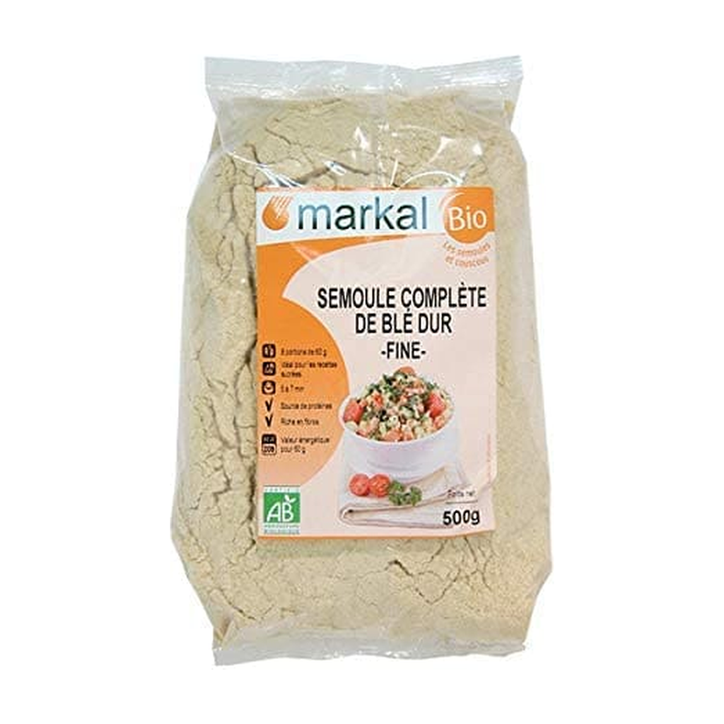 500g - Semoule complète de blé dur fine bio - Markal