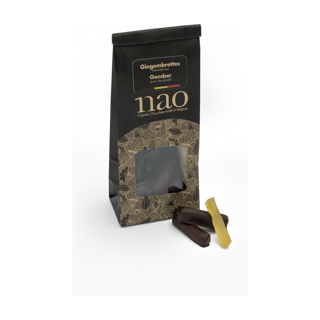 [NAO-N088] 100g - Gingembrettes Chocolat Noir 71% (sachet) bio - Nao