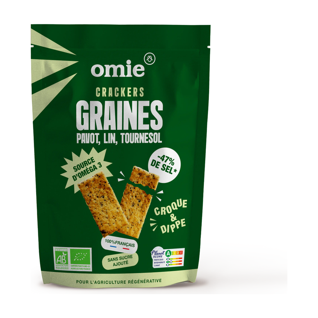 [OM-179] 100g - Crackers aux graines (100% français) bio - Omie