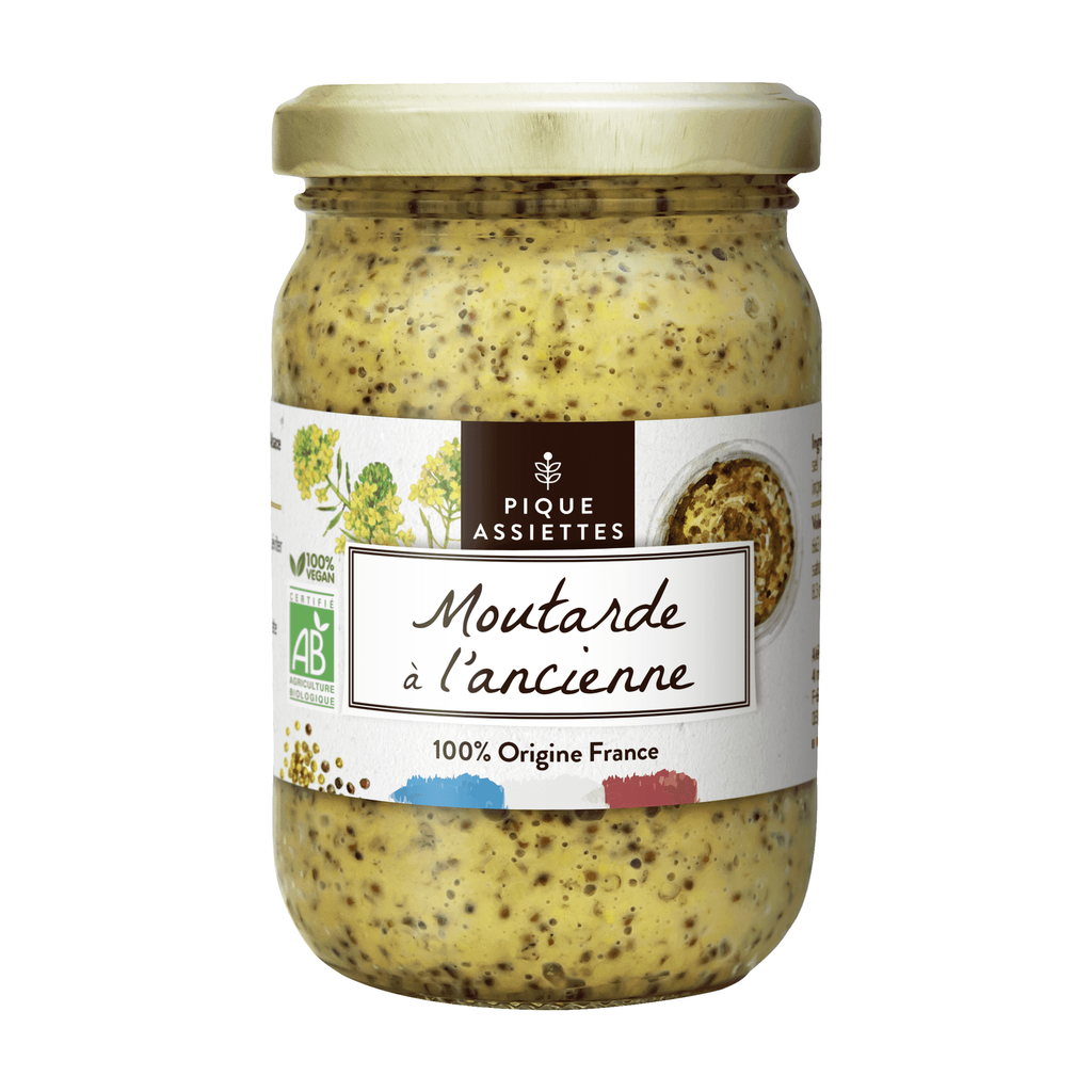 [RA-MANCBOF350PA] 350g - Moutarde à l'Ancienne (100% graînes françaises) bio - Pique Assiette