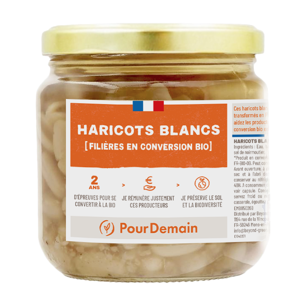 [DE-CSHB265] 265g - Conserve de haricots blancs en conversion bio - Pour Demain