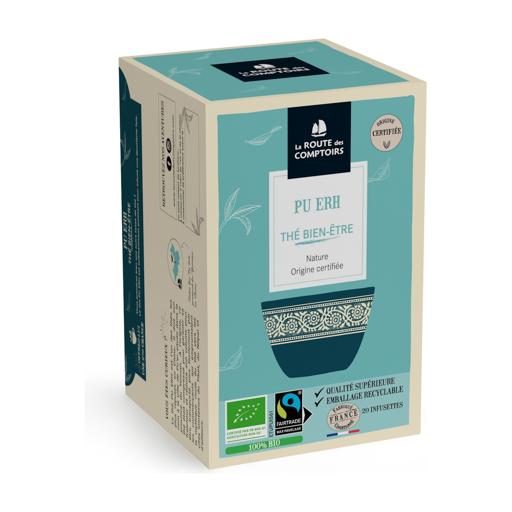 [RC-PUERH] 20 infusettes - Thé vert Pu Erh bio - La Route des Comptoirs