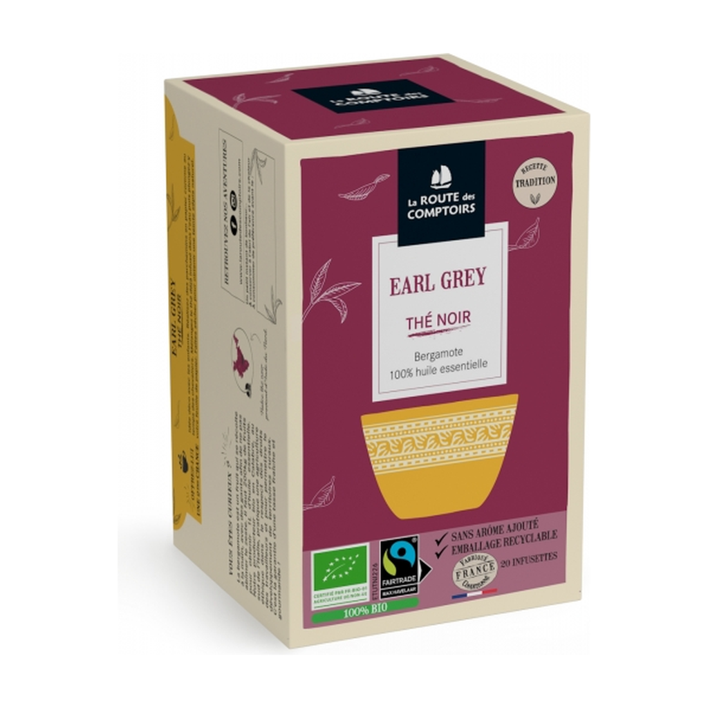 [RC-TNEARLGREY] 20 infusettes - Thé noir Earl Grey bio - La Route des Comptoirs