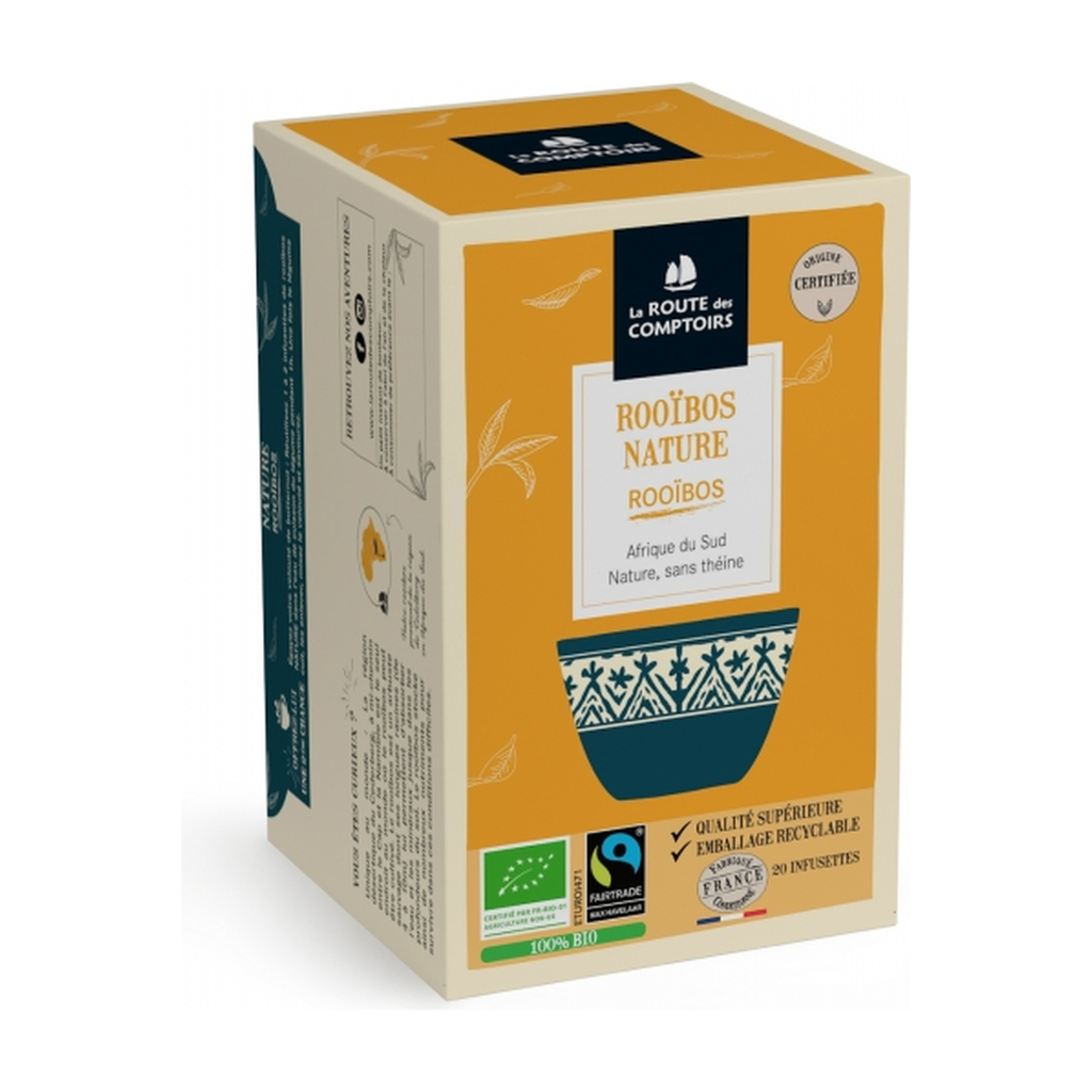 [RC-ROOIBOSNAT] 20 infusettes - Rooïbos nature bio - La Route des Comptoirs