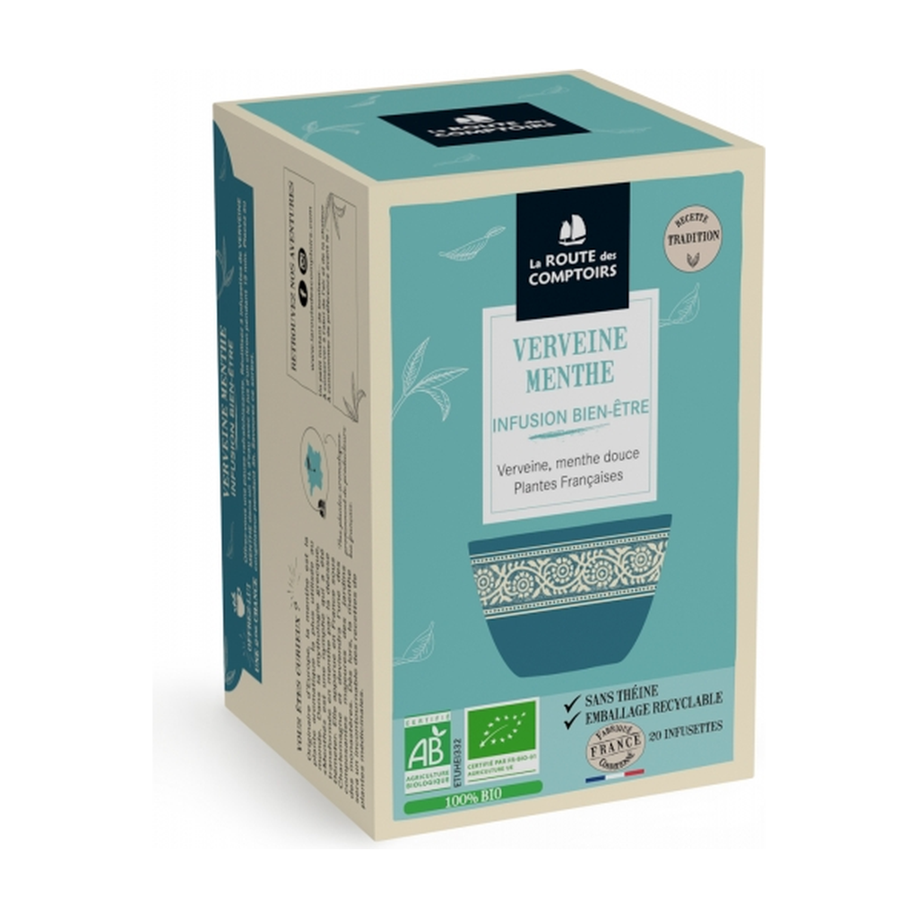 20 infusettes - Infusion verveine menthe bio - La Route des Comptoirs