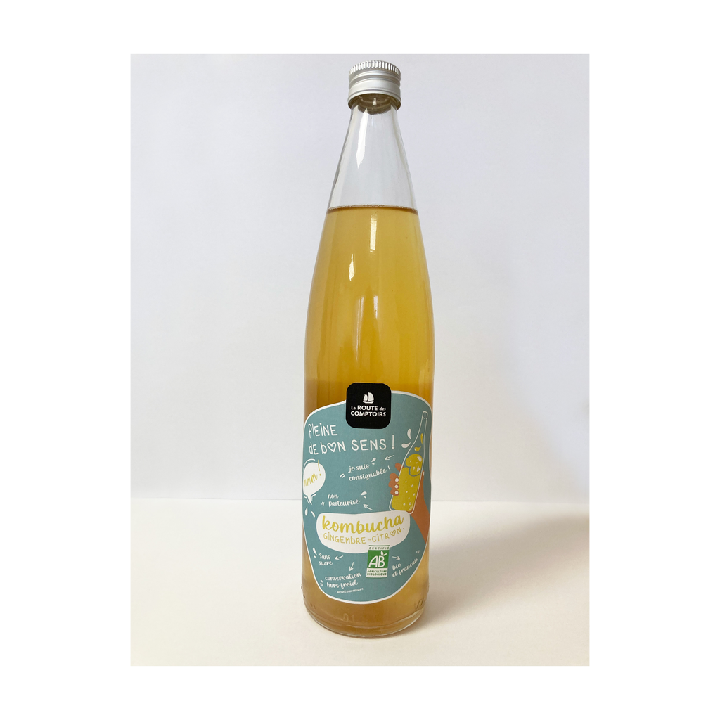 75cl - Kombuchas Gingembre-citron ambiant bio (réemploi) - La Route des Comptoirs
