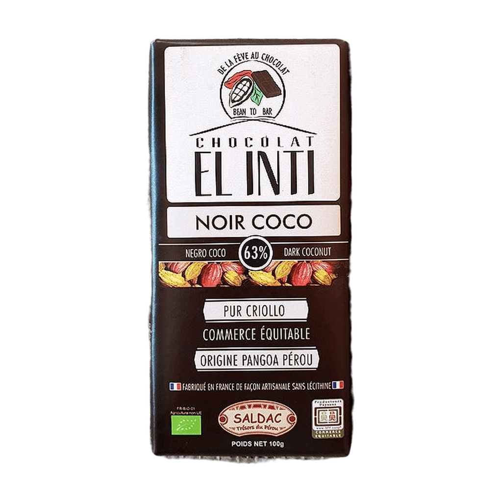 [SD-NOIRCO] 100g - Chocolat noir 63% noix de coco 15% El Inti bio - Saldac