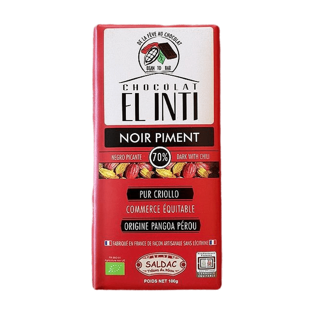 [SD-NOIRPIMT] 100g - Chocolat noir 70% piment El Inti bio - Saldac