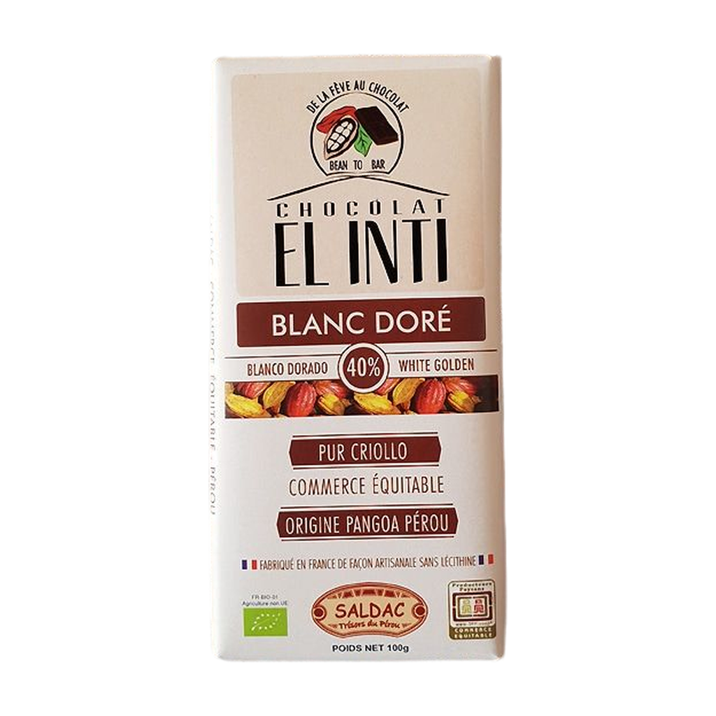 [SD-BLANC] 100g - Chocolat blanc 40% El Inti bio - Saldac
