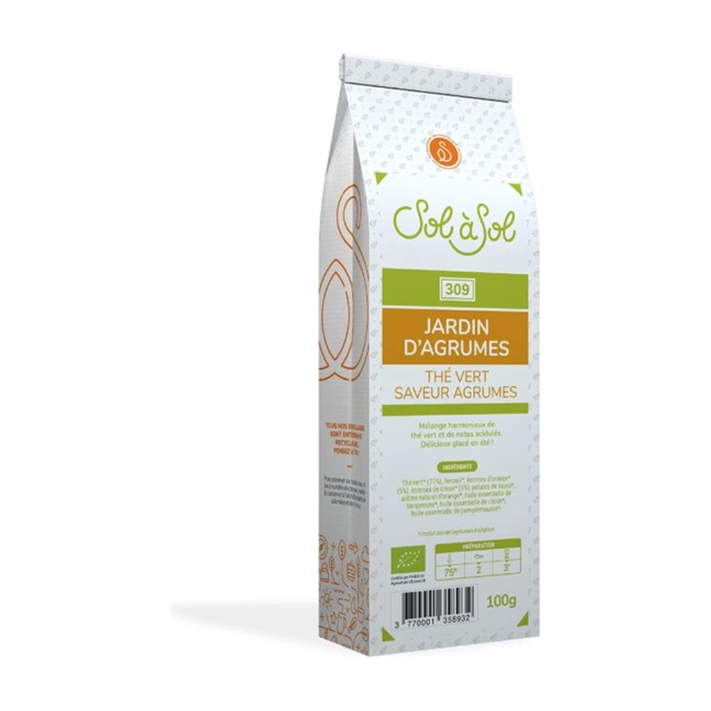 [SS-TV-JARDAGR100] 100g - Thé vert jardin d'agrumes bio - Sol à Sol