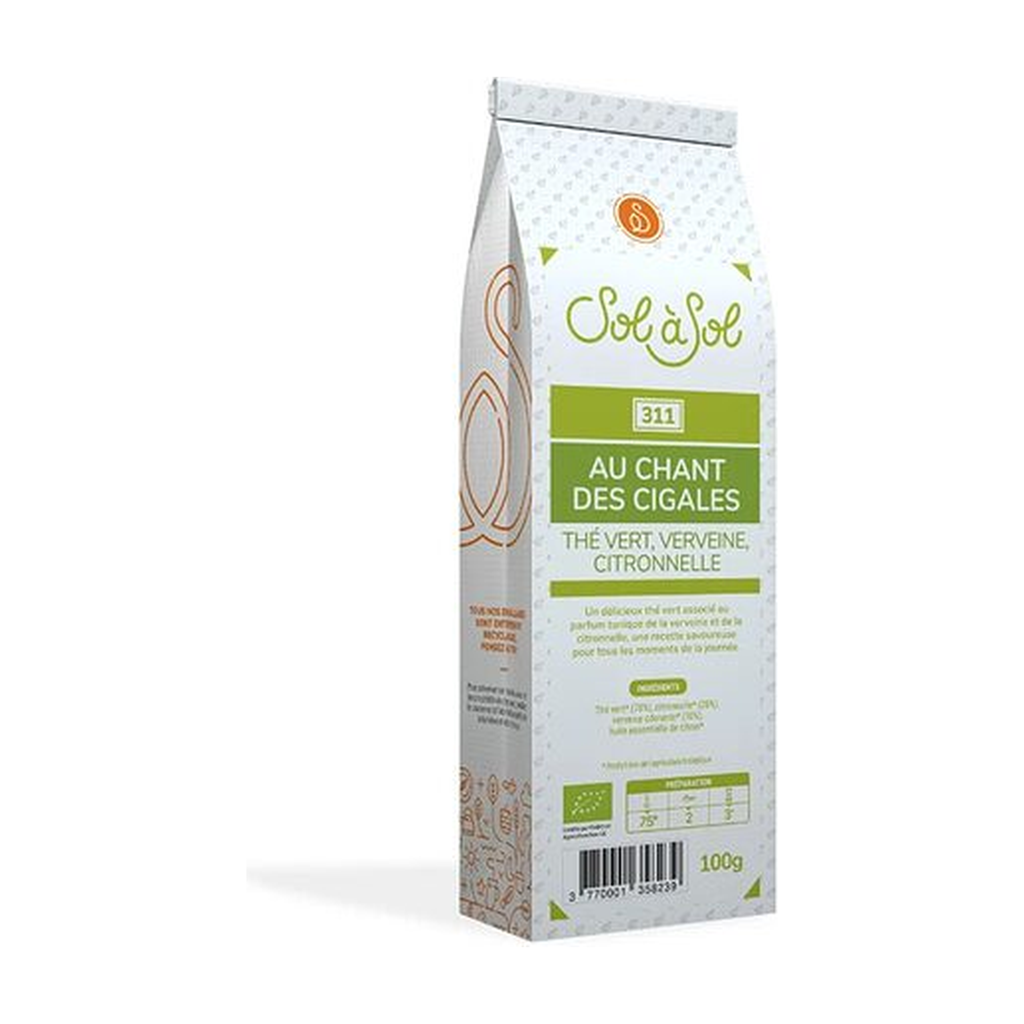 100g - Thé vert verveine citron 'Aux Chants des Cigales' bio - Sol à Sol