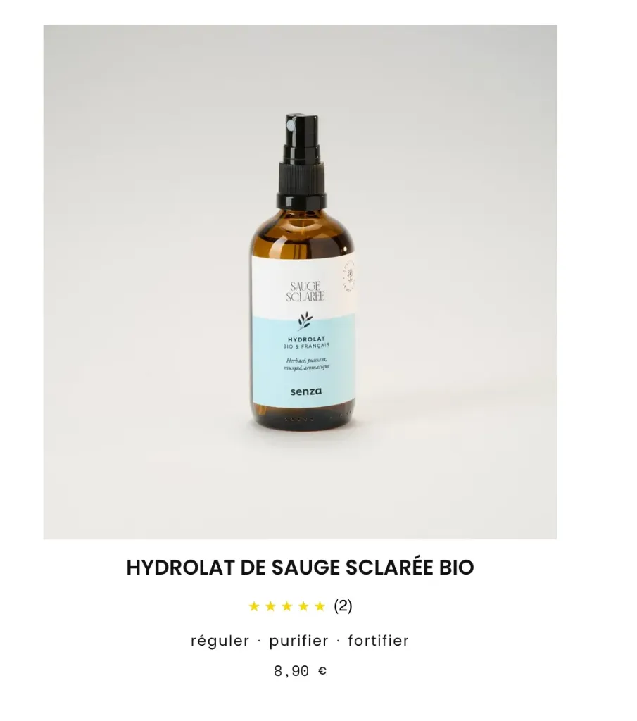 [SZ-HSS] 100ml - Hydrolat sauge sclarée (consigné) Nature et Progrès - Senza