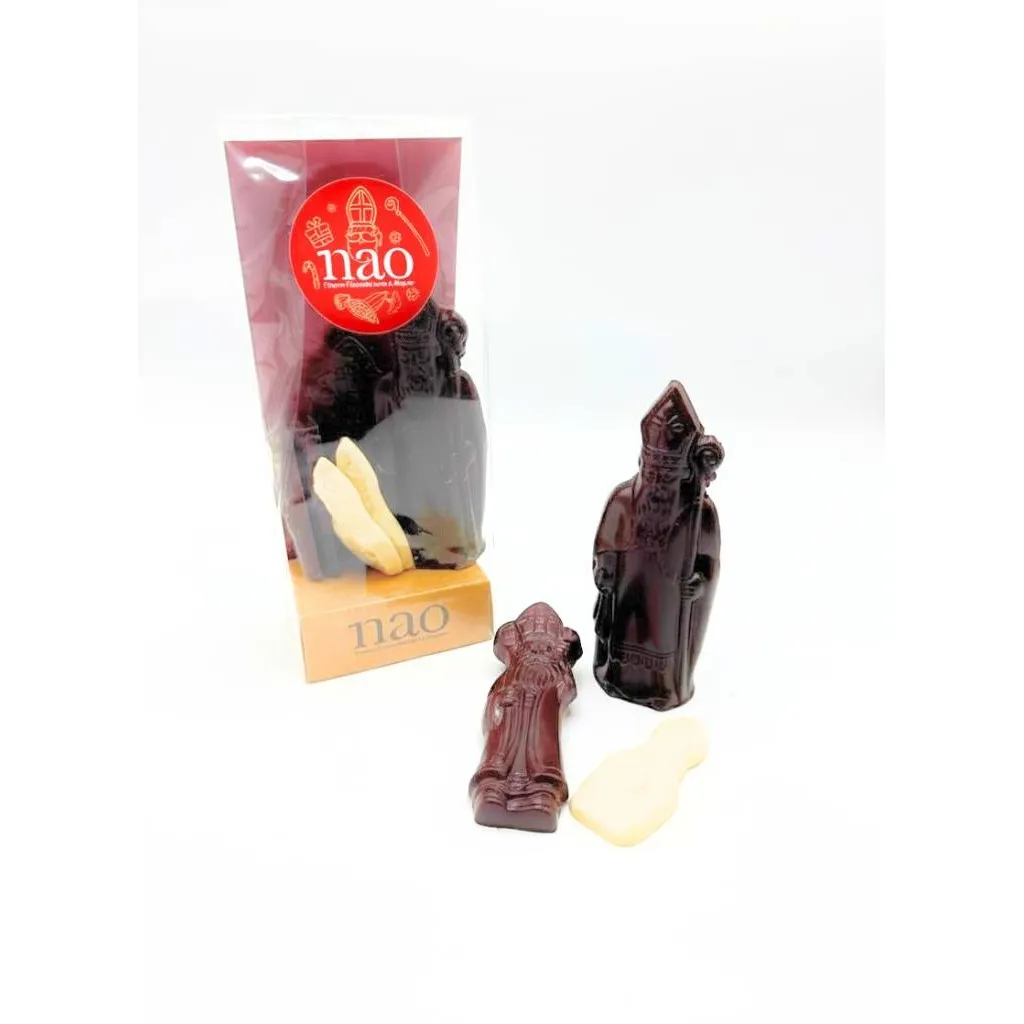 [NAO-N207] 100g - 1 creux Saint Nicolas Lait + 1 Saint Nicolas Lait praliné Speculoos + 2 Caraques Lait + 2 Caraques Blanc  bio - Nao