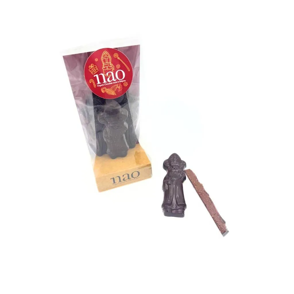 [NAO-N283] 105g - 3 Figurines de Saint Nicolas Praliné Spéculoos Lait 35%  bio - Nao