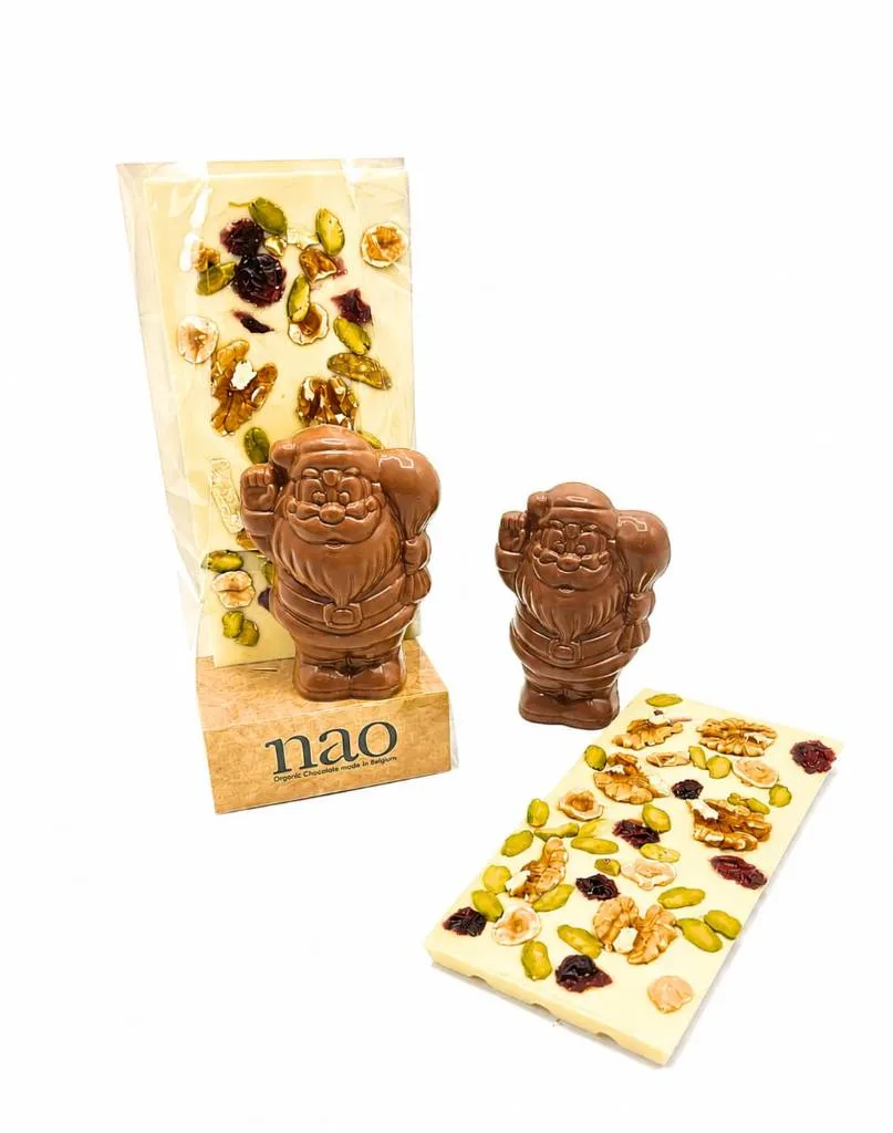 [NAO-N351] 110g - 1 creux Père Noel Lait + 1 tablette mendiant Blanc bio - Nao