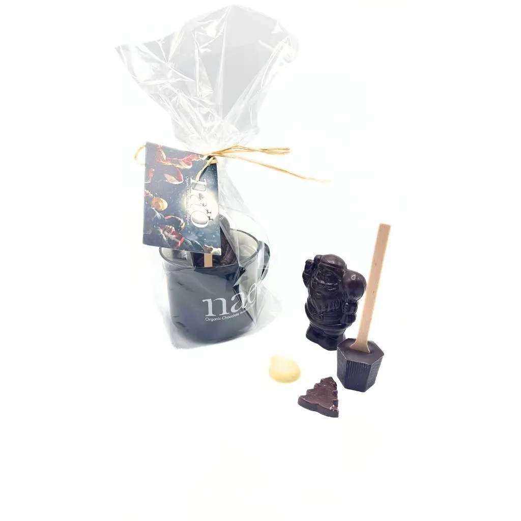 [NAO-N450] 100g - Tasse Nao + 1 creux père Noel noir + 1 Chocospoon noir + 50 gr Caraques mixte bio - Nao