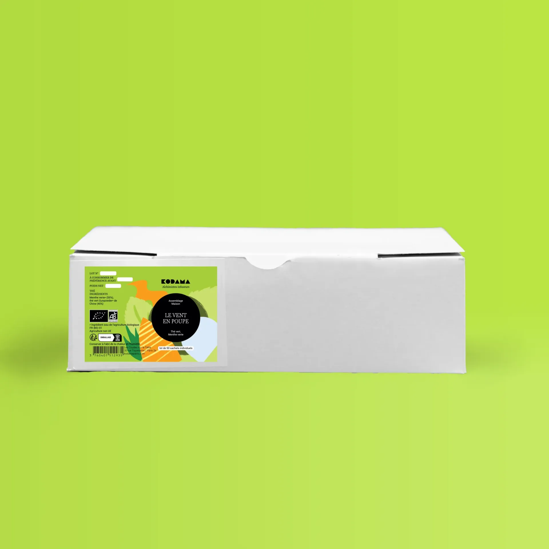 50 infusettes - The vert Le Vent en Poupe  bio - Kodama
