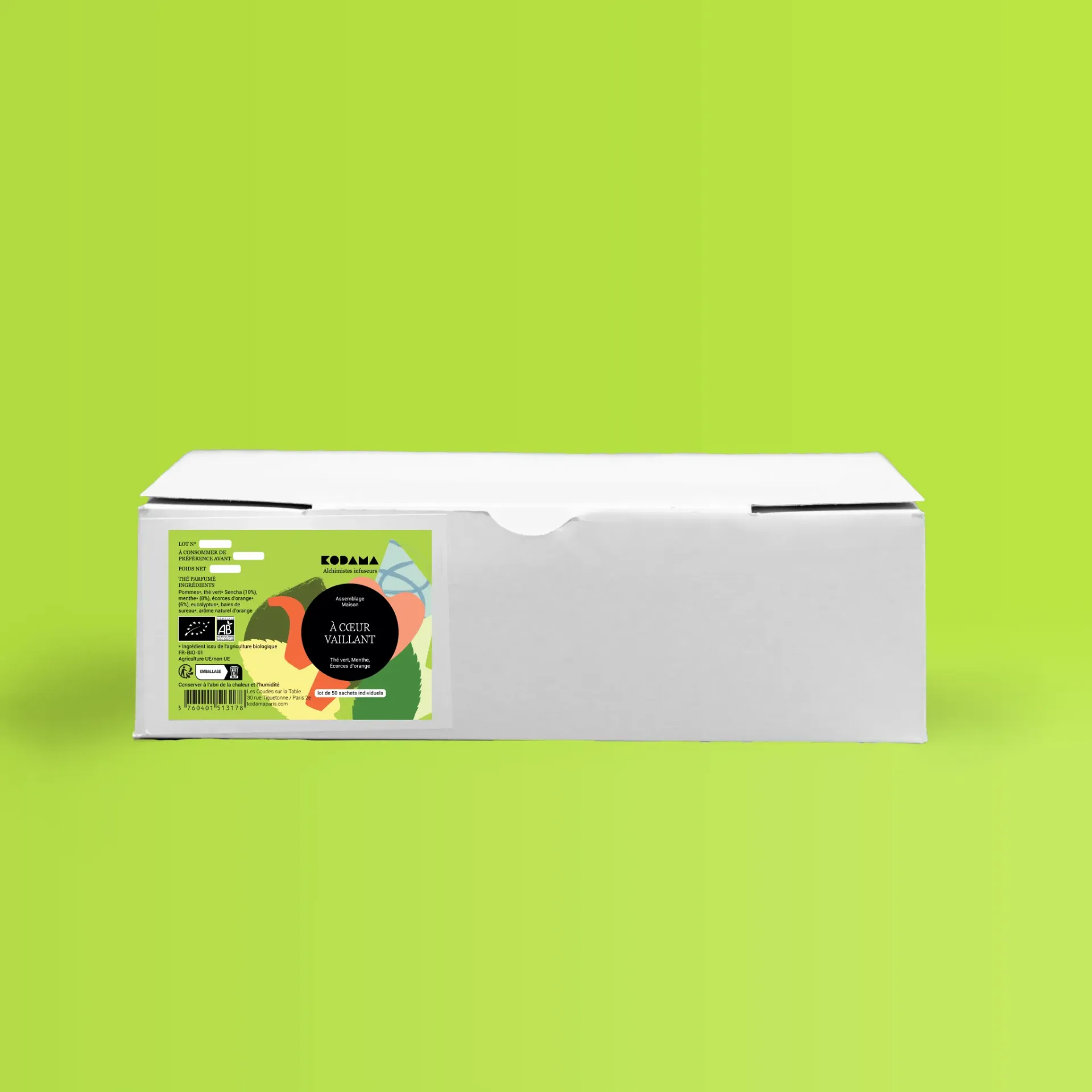 50 infusettes - Thé vert À Cœur Vaillant bio - Kodama