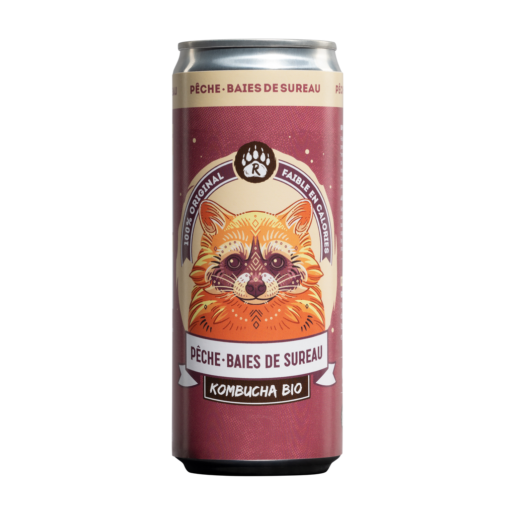 [BB-CANPESU33] 33cl - Kombucha Pêche Sureau Canette alu (ambiant) bio - R Kombucha