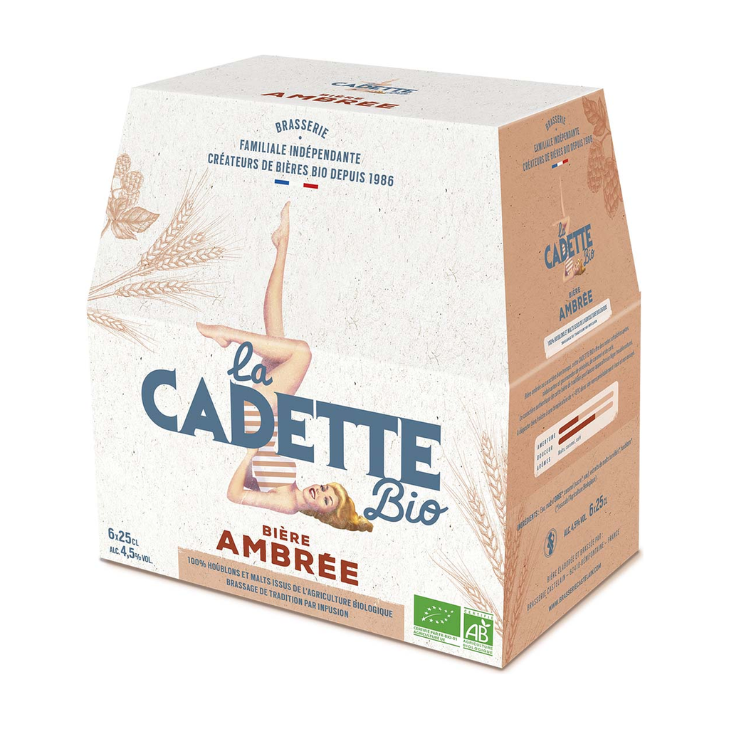 [CL-CADAMB25X6] pack de 6x25cl - Cadette ambrée 4,5° bio - Brasserie Castelain