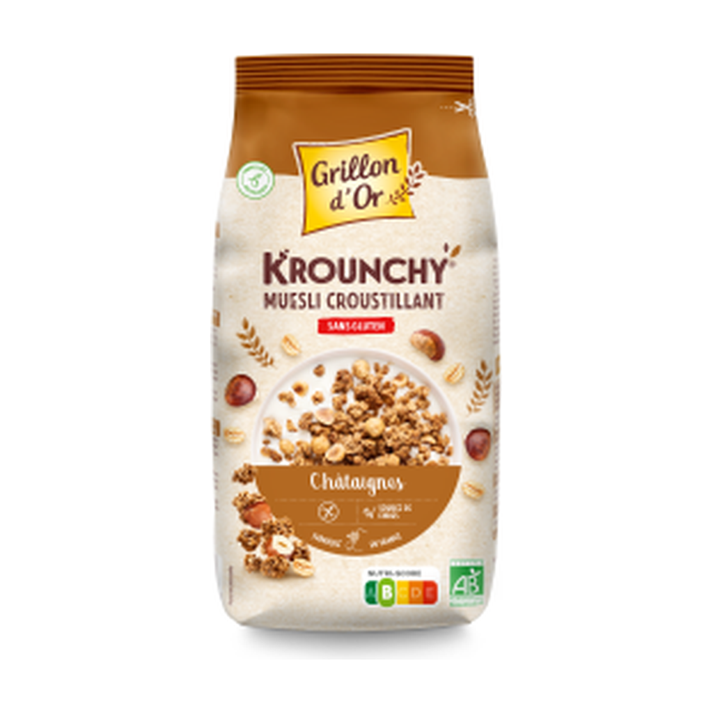 [GO-569] 500g - Krounchy châtaignes certifié sans gluten bio - Grillon d'Or
