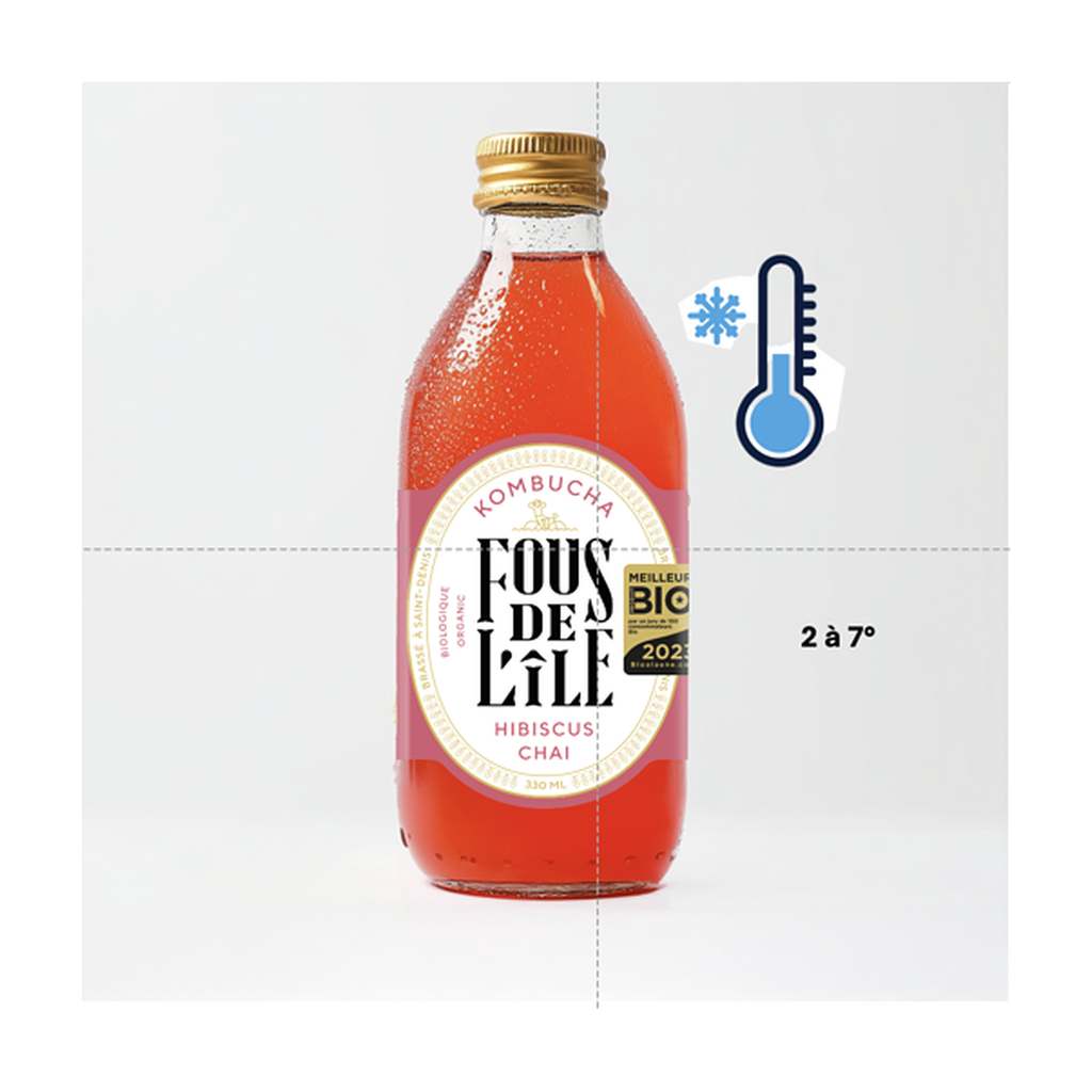[FI-K002P33] 33cl - Kombucha Hibiscus Chai bio (réemploi) - Fous de l'Ile