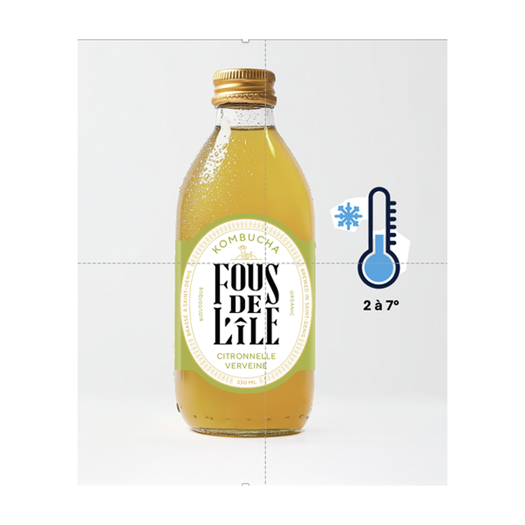 [FI-K003P33] 33cl - Kombucha Citronnelle Verveine bio (réemploi) - Fous de l'Ile